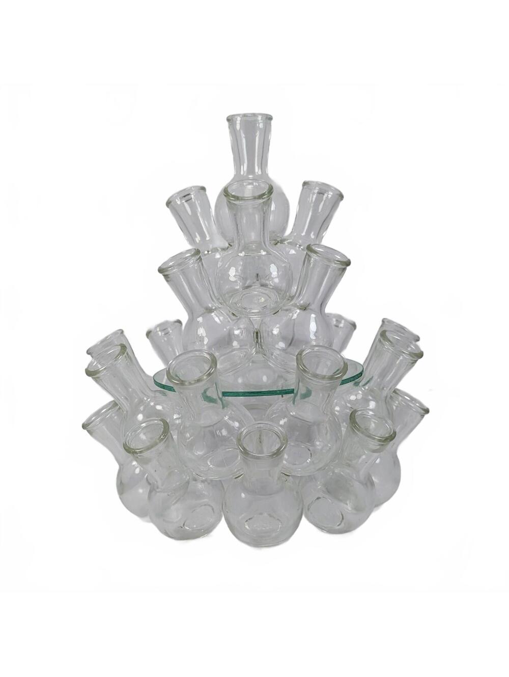 Vintage MCM Double Decker Glass Propagation Station - 3 Piece Set